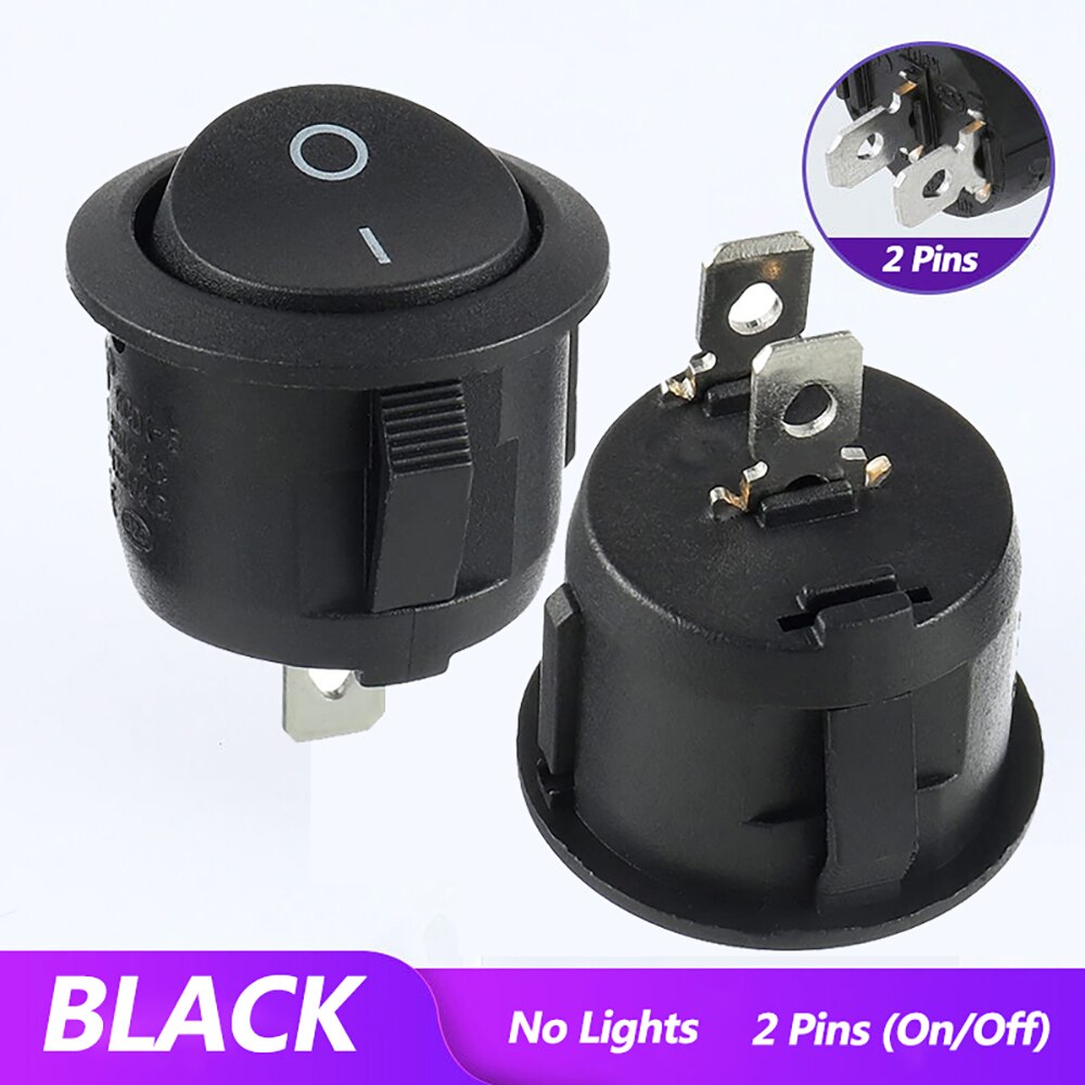 10 Stuks On/Off Knop Ac-2 Terminal Spst Tuimelschakelaar Waterdichte Cap Switcher Ronde Panel Starter Power schakelaars Voor Auto Rv: 10pcs-Black-2pins