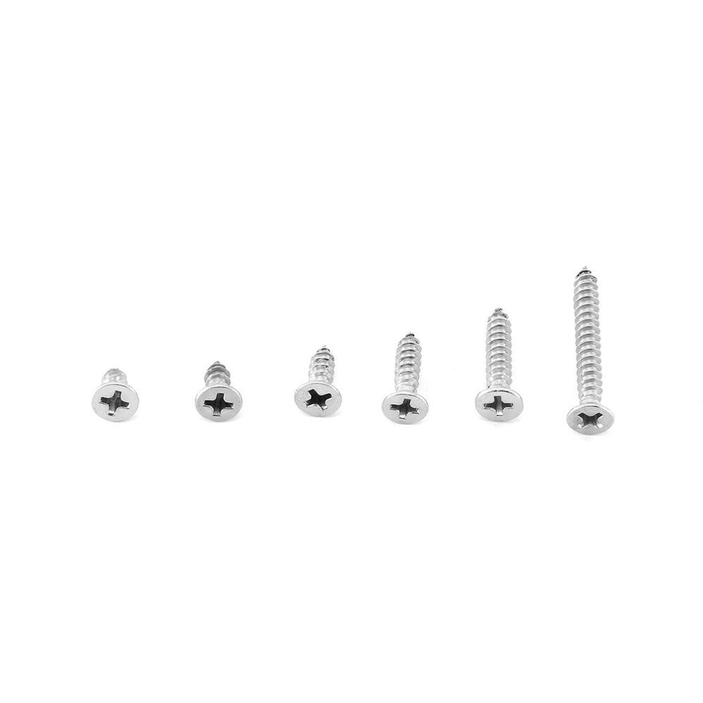 120pcs M4 304 Stainless Steel Screw Cross Recessed Flat Head Self-tapping Wood Screws Combination Set