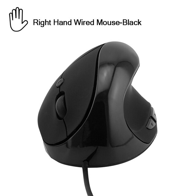 6D 1600 DPI Left Hand Vertical Mouse 2.4GHz USB Wireless Mause Matte Ergonomical Wrist-care Mice for PC Laptop Office Use: Right-Wired-Black