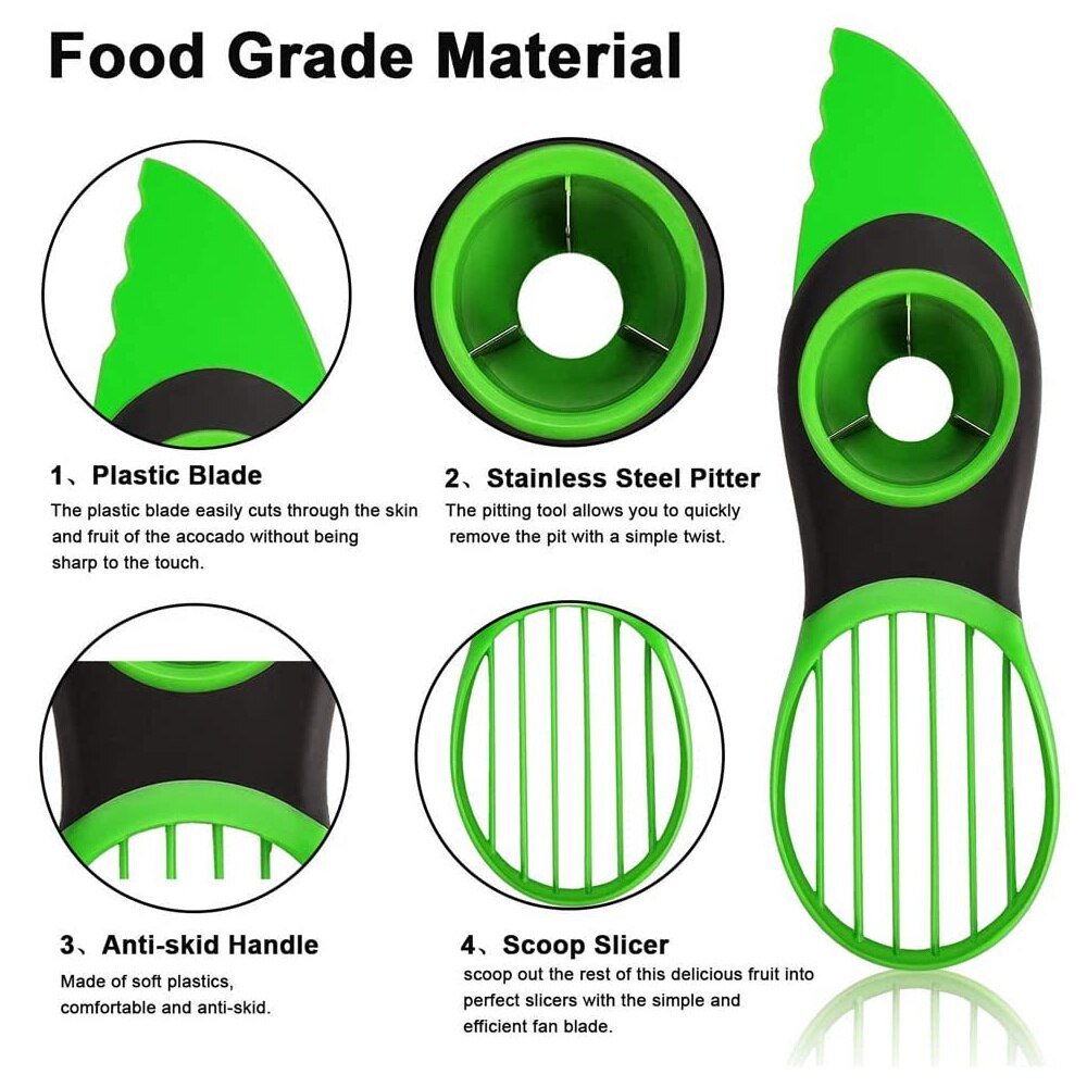 Avocado Slicer 3-In-1 Avocado Cutter Gereedschap Multifunctionele Avocado Mes Fruit Dunschiller Als Een Splitter Pitter Dunschiller keuken Gadget