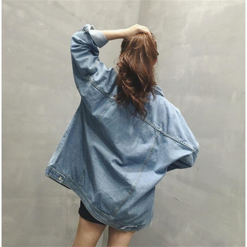 Herfst Vrouwen Losse Basic Jassen Vrouwelijke Jeans Jas Feminino Slanke Denim Jas Oversized Bomber Streetwear Veste Femme