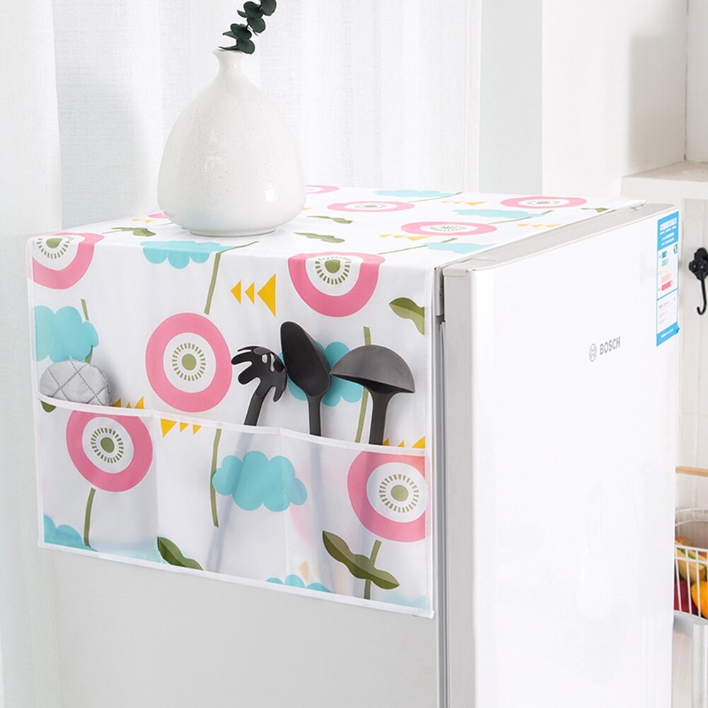 Husholdnings slidbestandigt køleskabsdæksel, multifunktionel hængende vaskemaskine opbevaringspose top: Sky sol blomst
