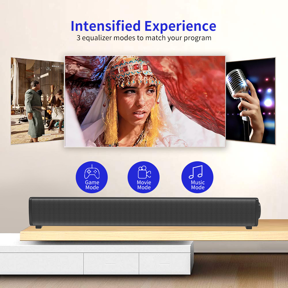Youxiu Bluetooth Speaker Home Theater Systeem Luidspreker 3D Hifi Stereo Surround Soundbar Ondersteuning Audio Tf Card