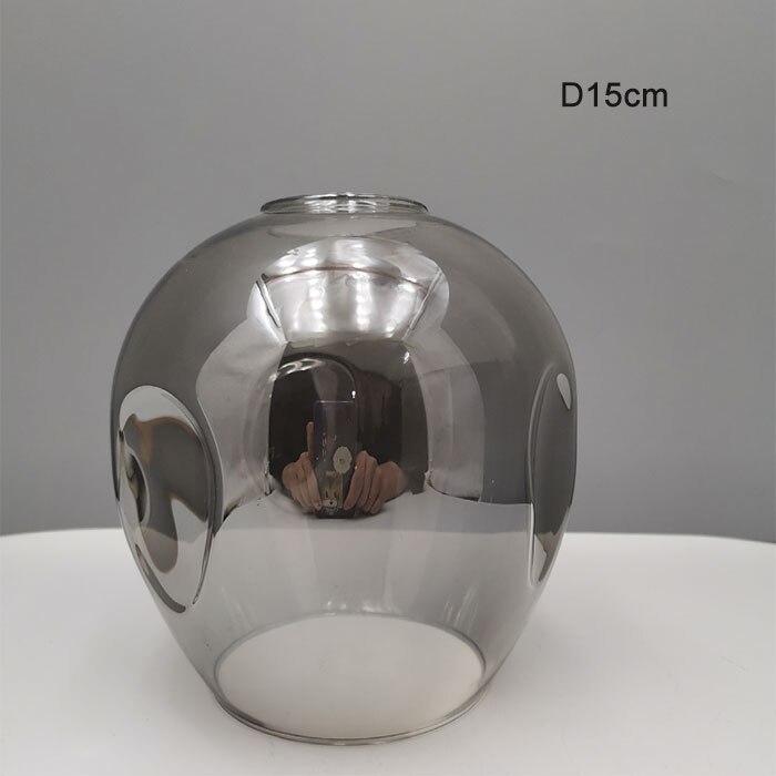 D15cm D18cm Concave Glazen Kap Vervanging voor DNA Magic Bean Lights Cover 4.5 cm opening fitter lampenkap voor E27 schroef socket: Zilver