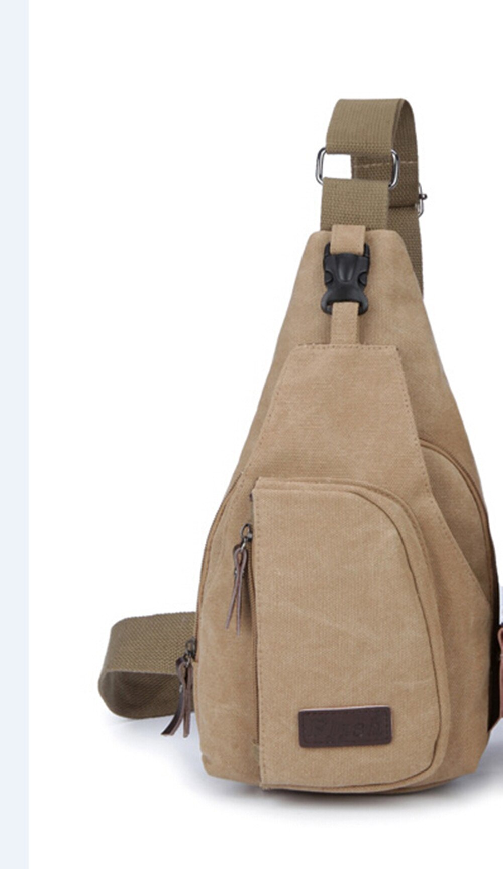 Wangscanis män vintage canvas läder ryggsäck axel sling bröst väska topp: Mörk khaki