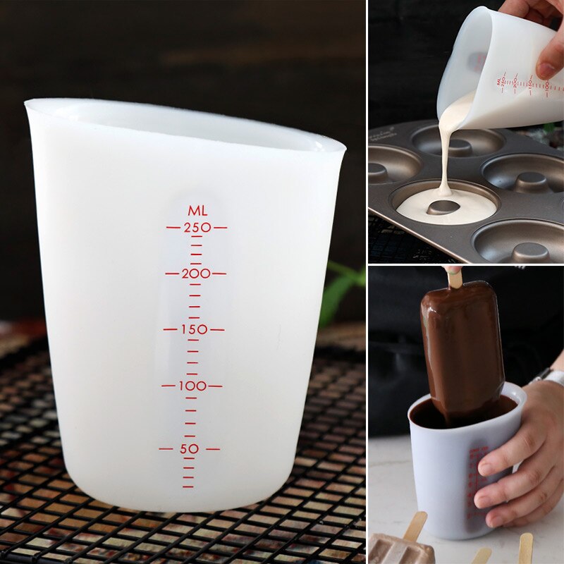 Silicone Measuring Cup Flexible Liquid Measure Cup Graduated Silicone Beaker Mixing Split Cup for Baking Kitchen Measuring Tools