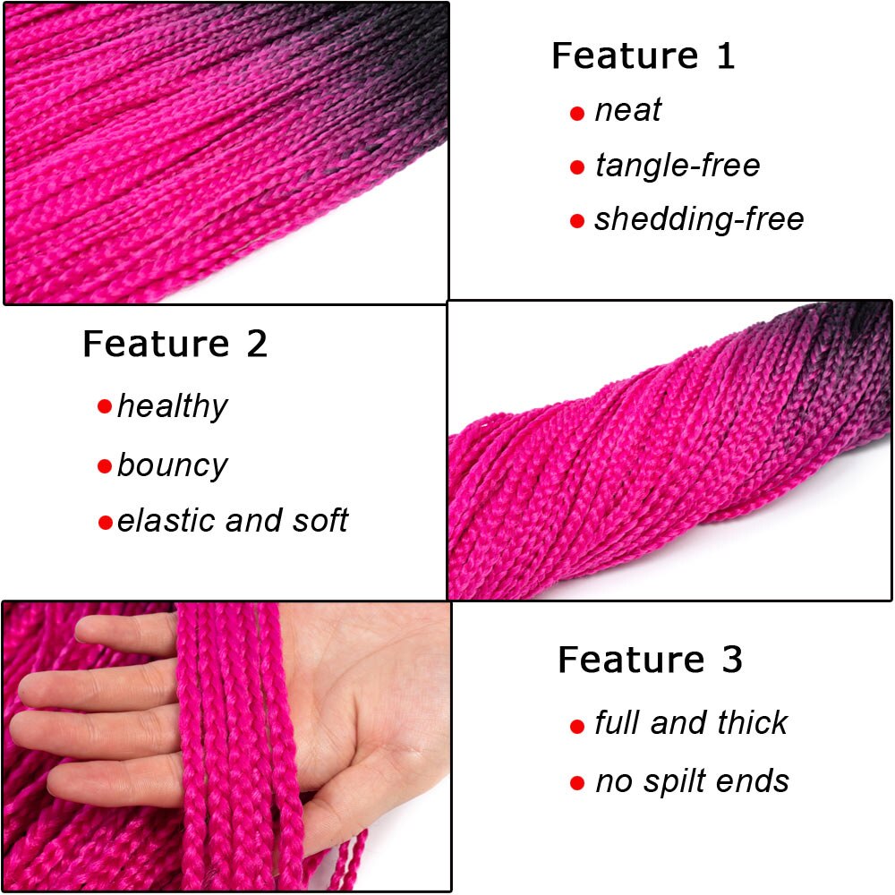 19 Color Crochet Hair Ombre Box Braids 24 Inch Zizi Braiding Hair Pre Stretched Kanekalon Synthetic Hair Extension For Braids