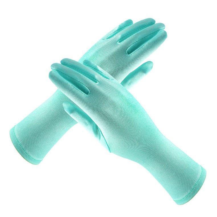 Handschoenen voor meisjes lange prinsessenhandschoenen meisjeshandschoenen verjaardag blauwe trouwjurk effen handschoen voor kostuumaccessoires satijn: 9