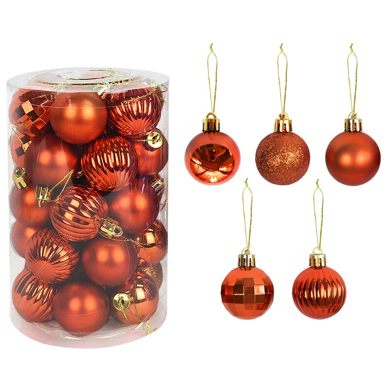 Boules de noël pour décoration de maison, 34 pièces mélangées, pendentifs en plastique, or et argent, fournitures de noël
