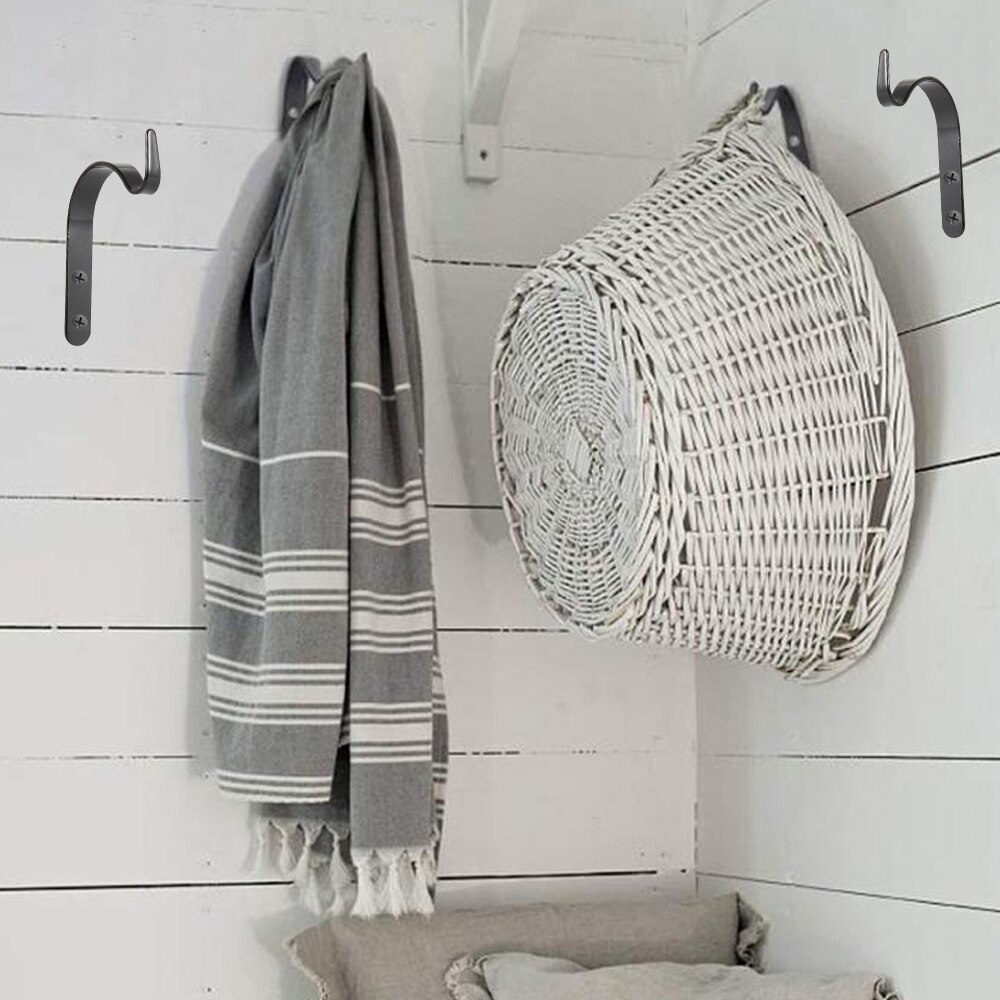 4/10 sztuk żelaza naścienne oświetlenie ogrodowe wiszący kwiat wieszak na rośliny garnek uchwyt hak półka stojak uchwyt, czarny