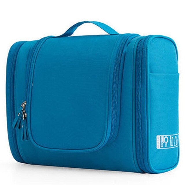 Cosyde novo saco de maquiagem de viagem organizador à prova dwaterproof água mulher saco de armazenamento de cosméticos pendurado saco de toalete: B style blue