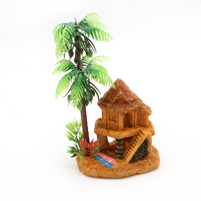 Simulation Coconut Tree Castle Aquariums Fish Tank Ornaments Decor Landscape: Default Title