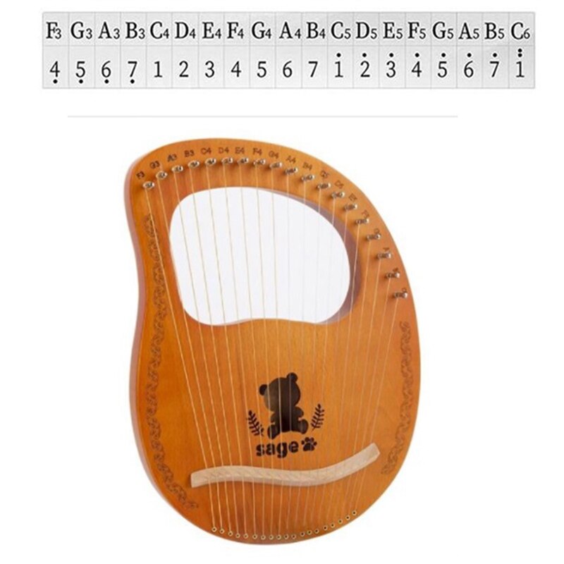 ARPA de Lira de caoba, 19 cuerdas, instrumento de cuerda con llave de afinación para amantes de la música principiantes, Etc.