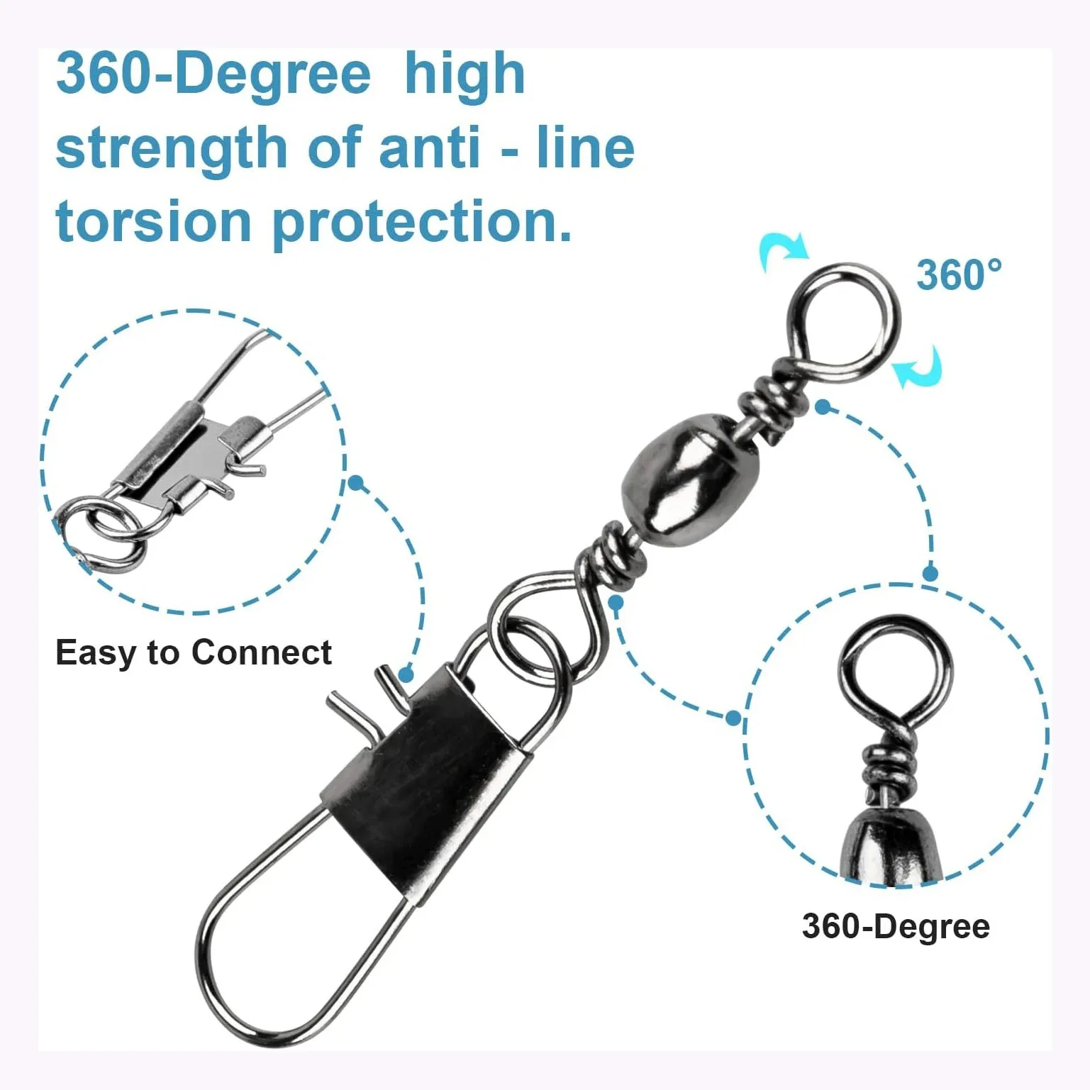 10/30/50pcs Fishing Quick Lock Clips Fishhook Rolling Swivel Buckle All for Fishing Accessories Sports Entertainment Goods Tools