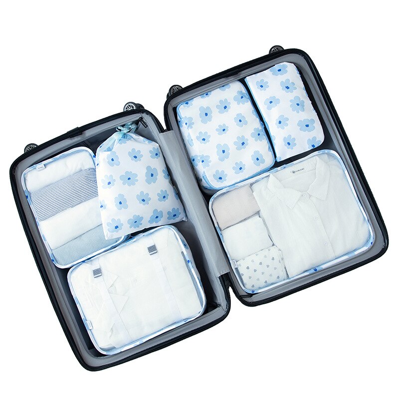 7Stck Reise Lagerung Tasche Lagerung Tasche Koffer Kleiden Organizer Tasche Wasserdichte Koffer Beutel Verpackung Würfel Taschen Reise Zubehör: Stil 1 7Stck