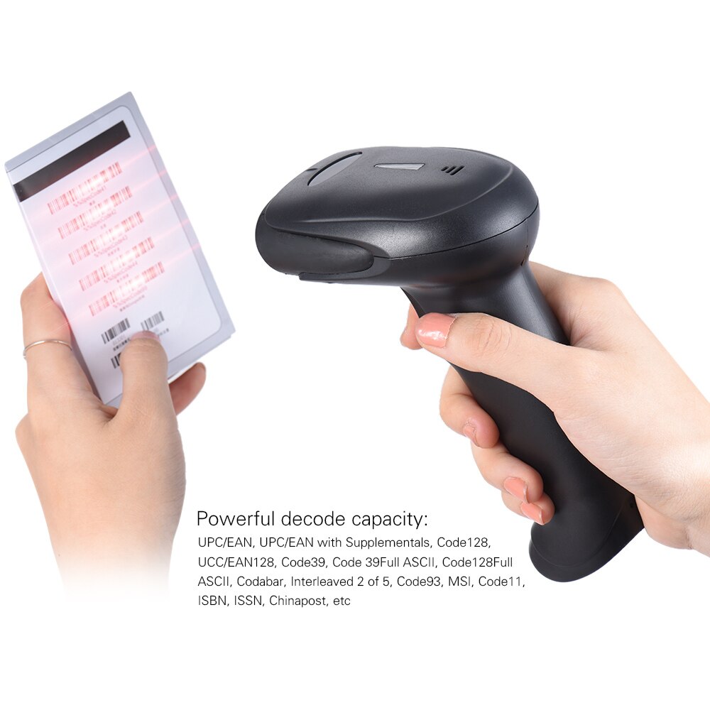 Wireless Handheld Barcode Bar Code Scanner Reader for Supermarket Library Express Company Retail Store Warehouse