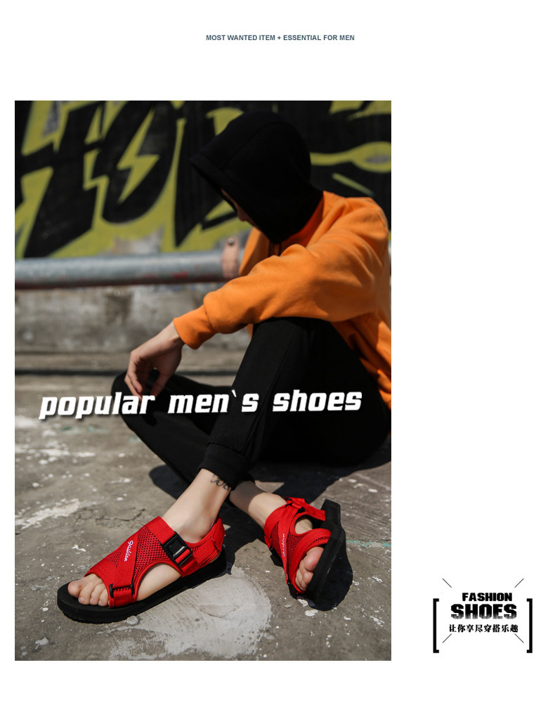 Mens Sandalen Zomer Strand Air Mesh Stevige Schoenen Haak Lus Voor Achter Band Casual Sandalia Hombre