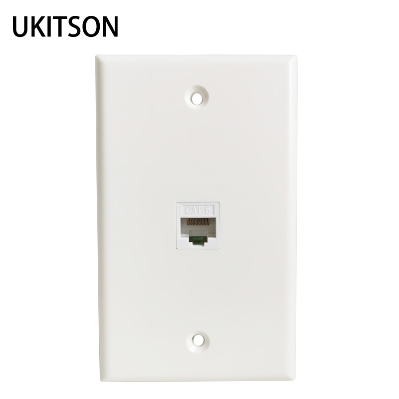 1 Port CAT6 RJ45 Keystone Jack Wall Plate Female To Female Lan Socket In White For Internet Patch Cord USA Faceplate