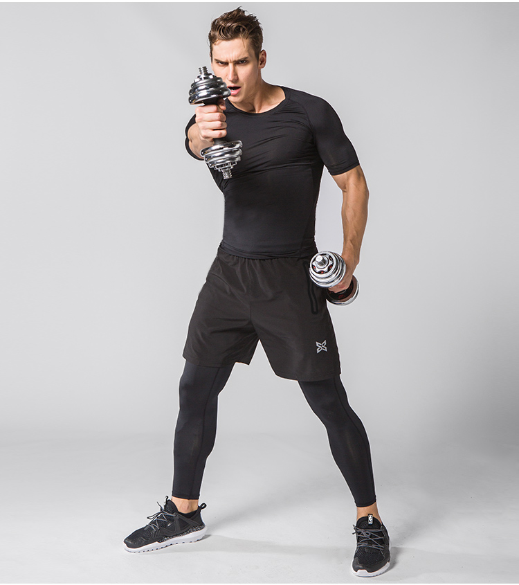 Kompressionslaufanzug für herren, Basketball-fitnessshorts, eng anliegender sportlaufanzug für herren, fitnessstudio-sportbekleidung, schnelltrocknender Joggen-laufanzug