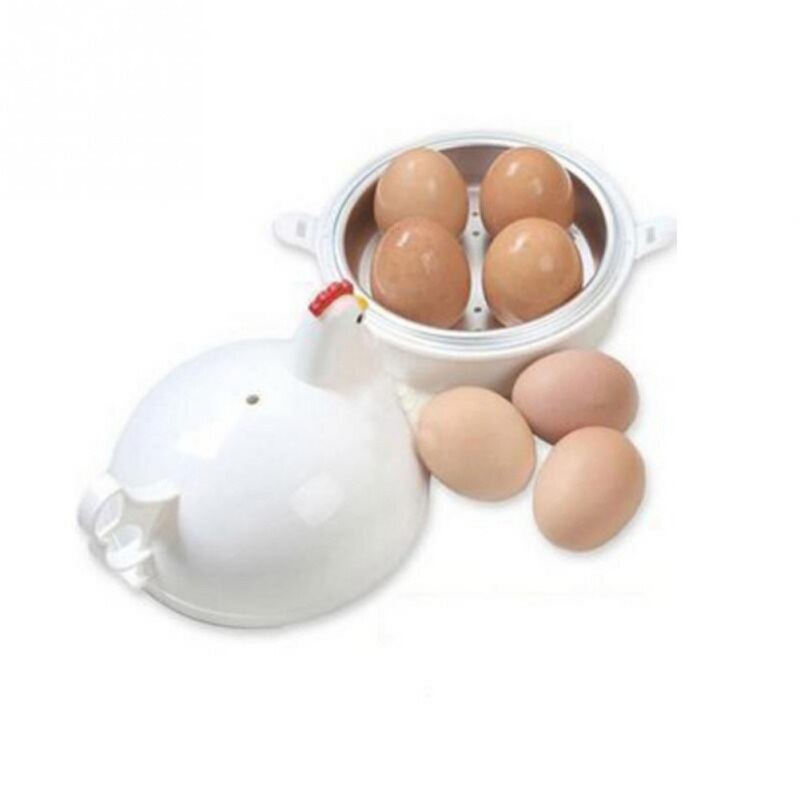Microwave Egg Cooker Chicken Shape Steamed Egg Plastic Egg Steamer With 4 Eggs Capacity