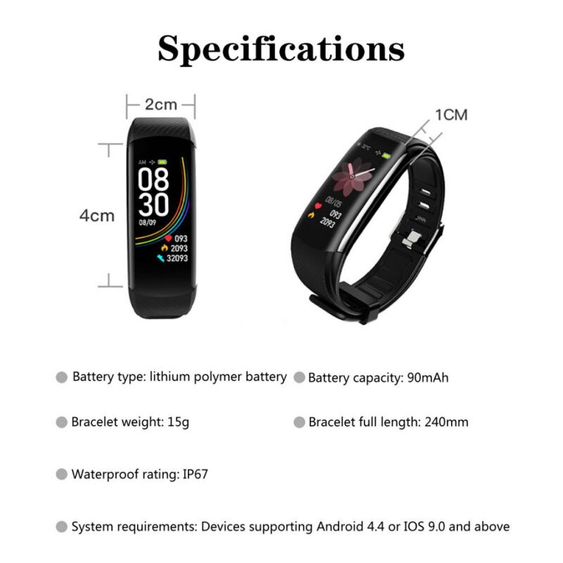 Greatlizard C6T Smart Band - Body Temperature, Blood Pressure, Heart Rate Monitor, Activity Tracker