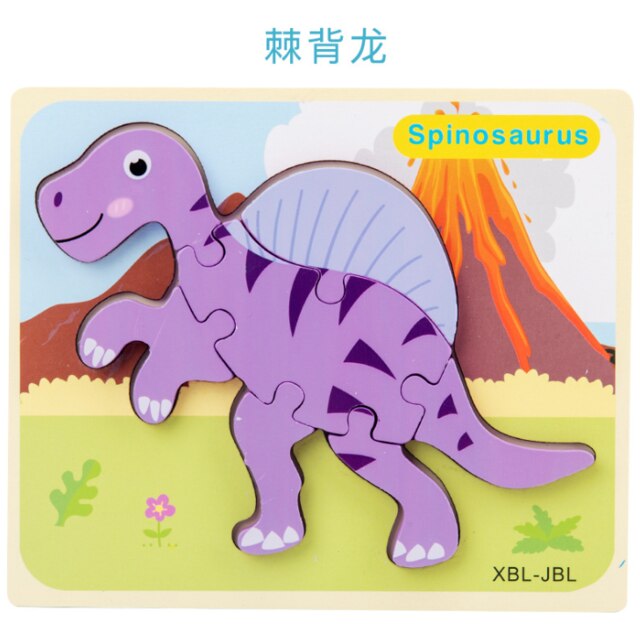 Let'S Make 1PC Montessori Toys Wooden Dinosaur Puzzle Cartoon Early Educational Baby Toy Wood Puzzle Toys: 06