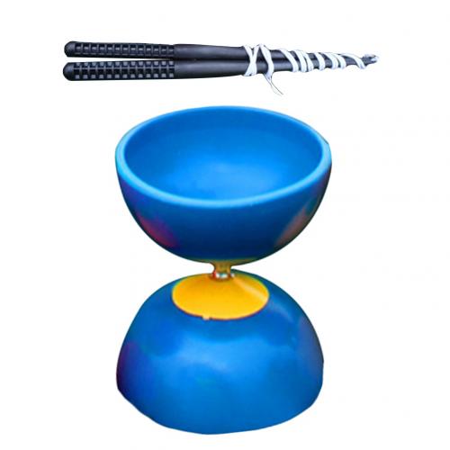 Grappig Chinese YOYO 3 Bearing Diabolo Set Metal Sticks Zak Speelgoed Voor Kinderen kinderen Volwassen Ouderen speelgoed: Blauw