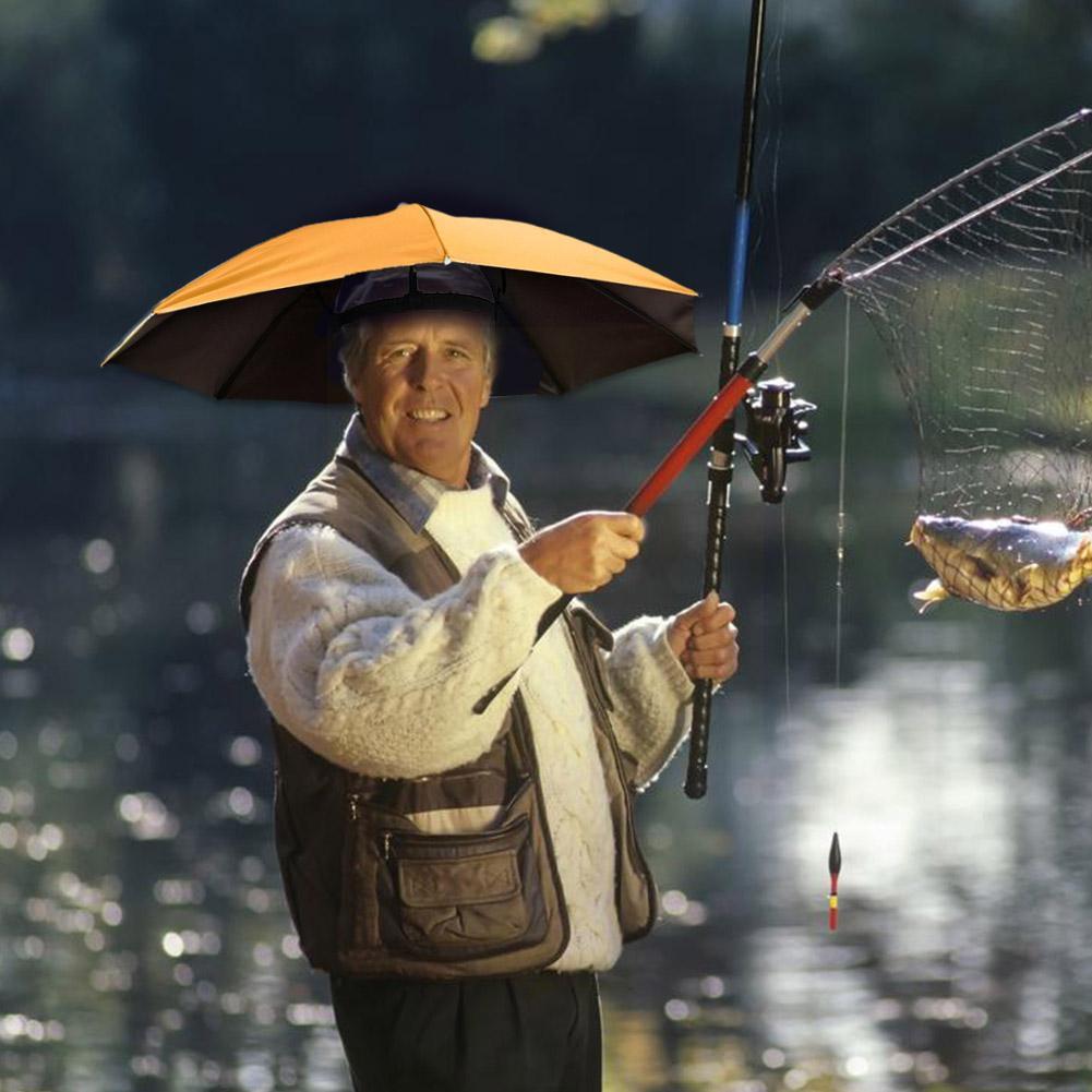 Outdoor Portable Umbrella Hat Sunscreen Waterproof Foldable Beach Hats Universal Umbrella Headwear Sun Fishing Hats Camping 2025