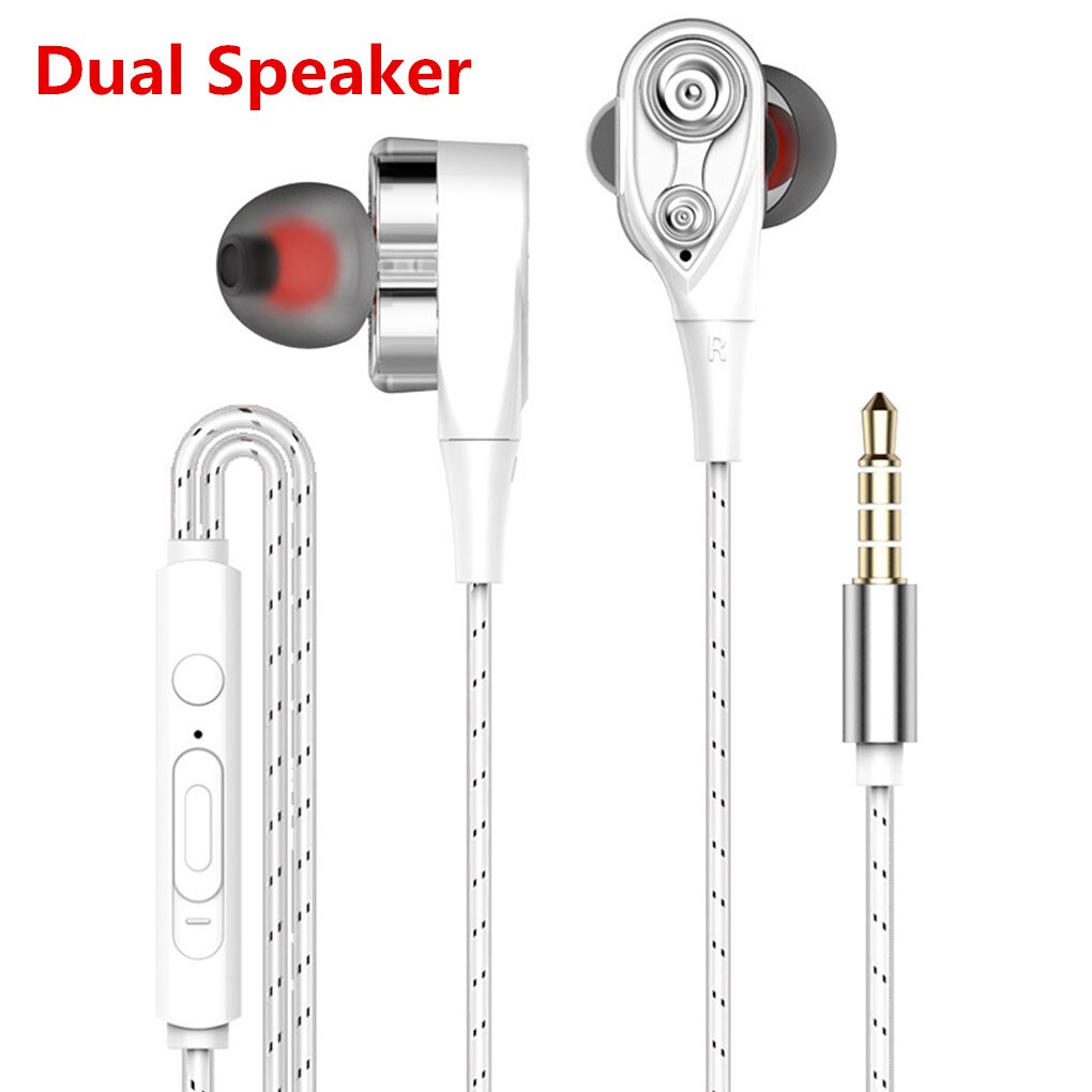 Auriculares estéreo de doble unidad con cable en la oreja auriculares deportivos con micrófono Mini Auriculares auriculares para el ordenador del teléfono: 07 Dual Speaker