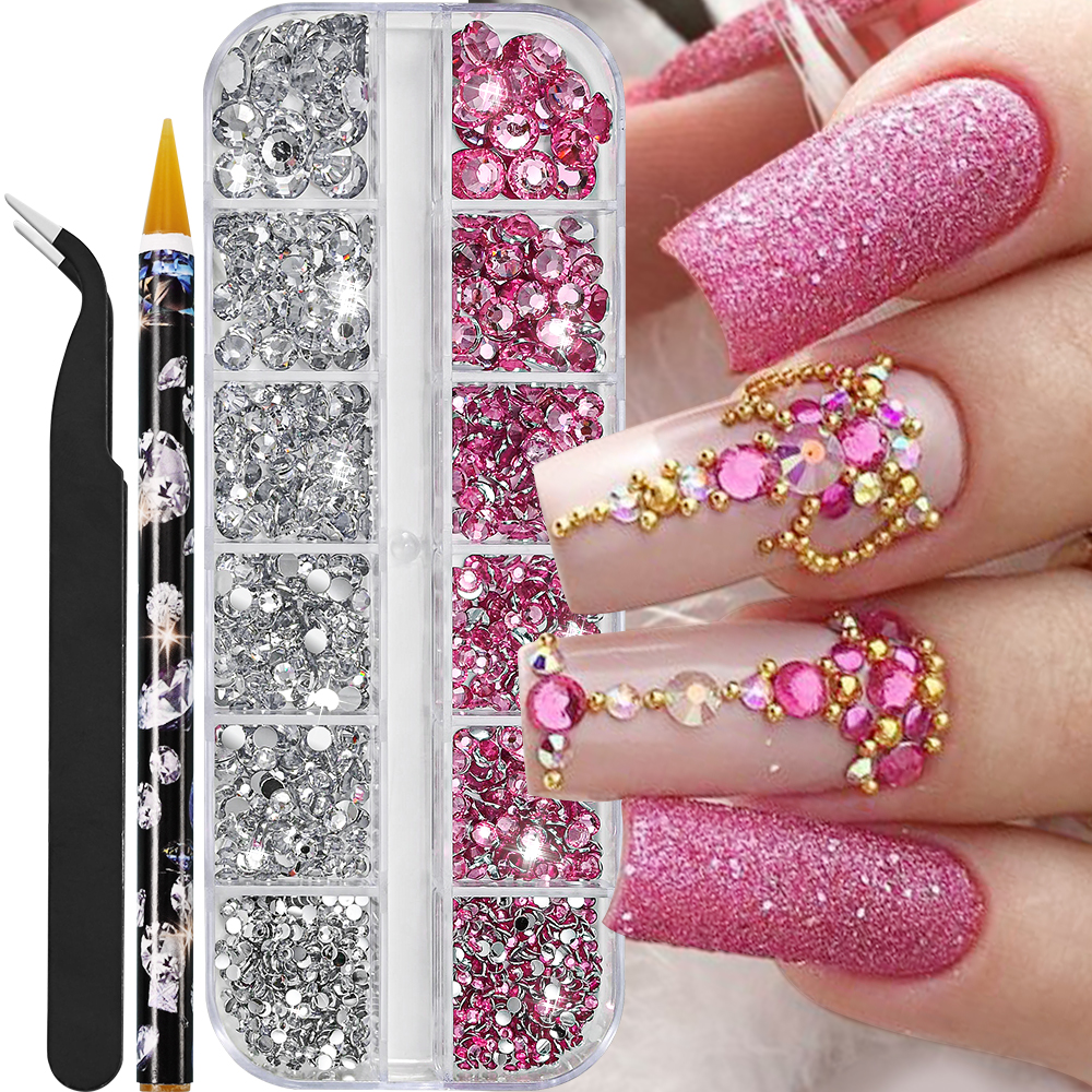 Perles demi-rondes à 12 grilles, breloques 3D pour ongles, 1.5/2/2.5/3/4/5mm, perles blanches à dos plat, bijoux pour ongles, artisanat des ongles, strass: Ivoire
