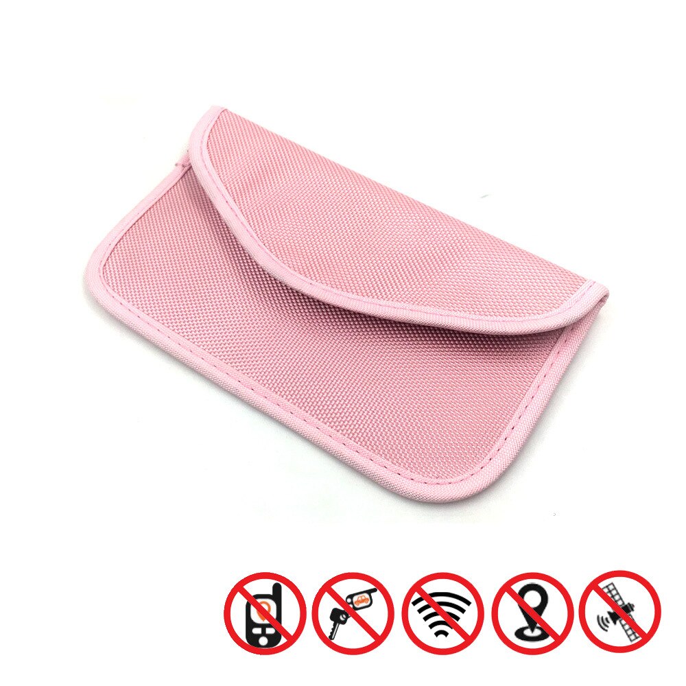 1pcs Signal Blocking Bag Car Fob Signal Blocker Faraday Bag Signal Blocking Bag Shielding Pouch Wallet Case for Car Key: Pink