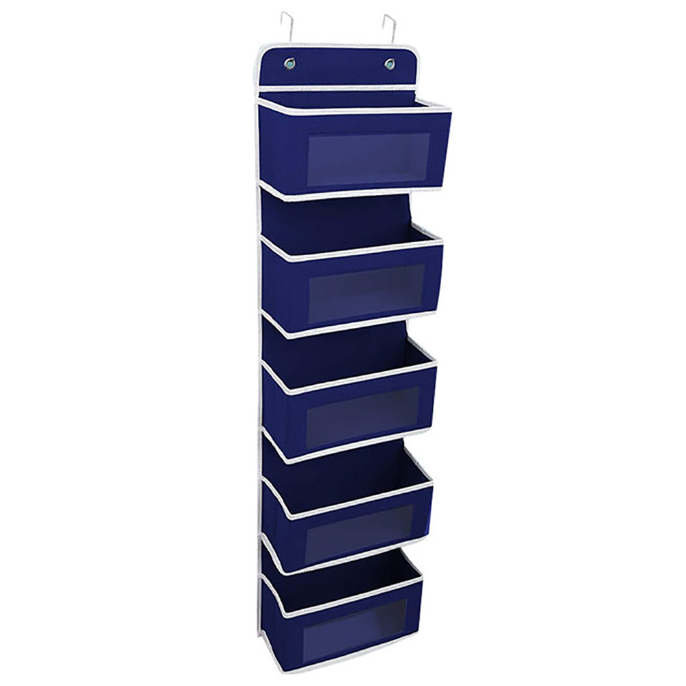 Organizador de bolso colgante para armario, puerta de almacenamiento transparente para pared, habitación, dormitorio, baño, bolsa de colgar: Blue