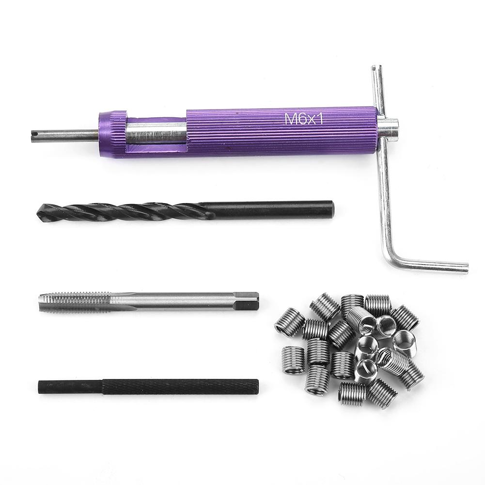 Car Thread Repair Kit 20Pc M6*1.0*2d Thread Inserts & Drill Tap Set Car Engine Block Restoring Damaged thread repair insert tool