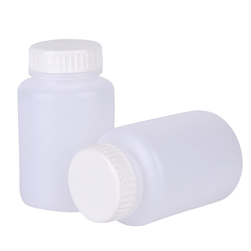 2 Pcs Clear Plastic Cylinder Shaped Chemical Storage Reagent Bottle 100ml