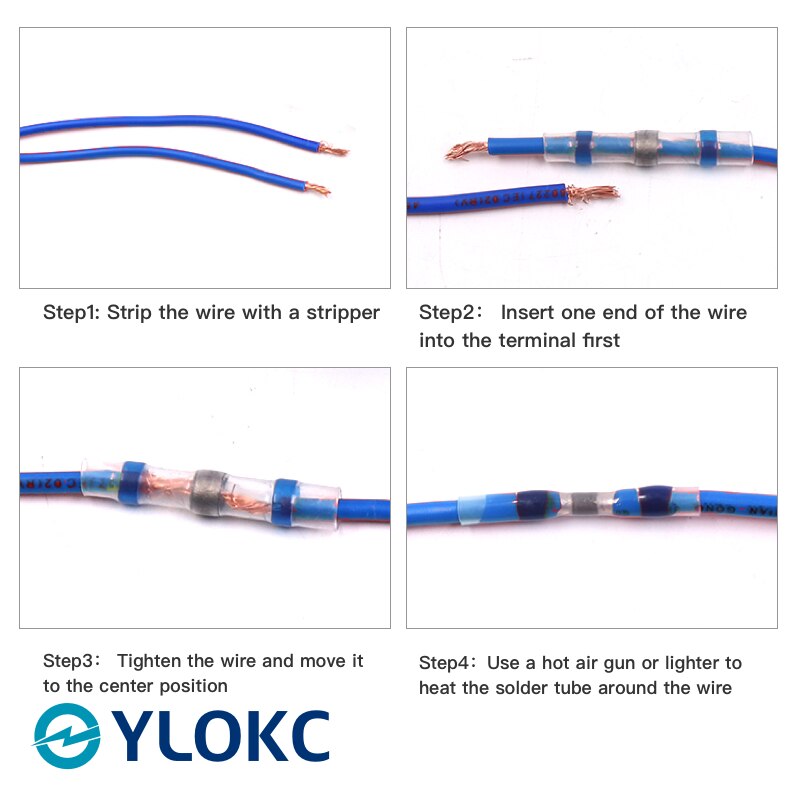 50PCS Solder Seal Wire Connectors –Heat Shrink Butt Connectors Electrical Insulated Automotive Marine Waterproof Wire Terminals