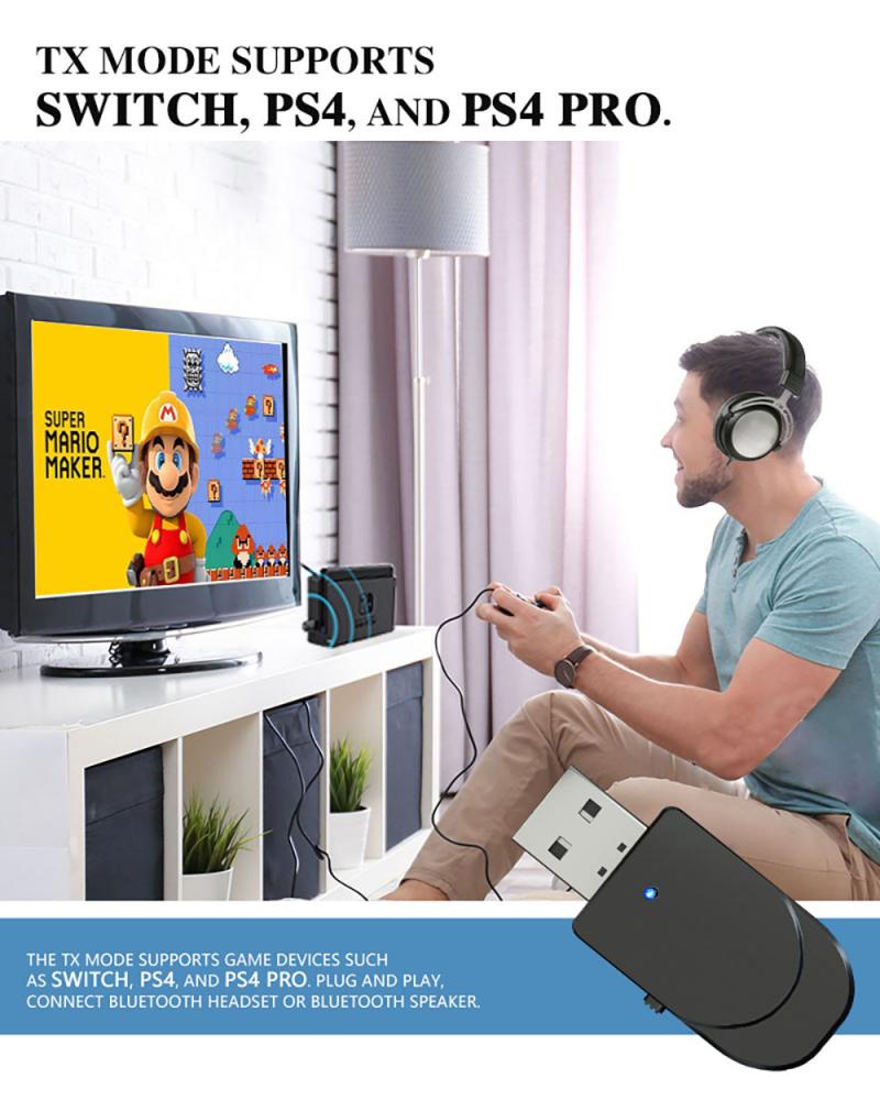 Receptor transmisor de Audio KN330 con Bluetooth 5,0, adaptador inalámbrico de doble salida, dos en uno, USB, ordenador, TV, Coche