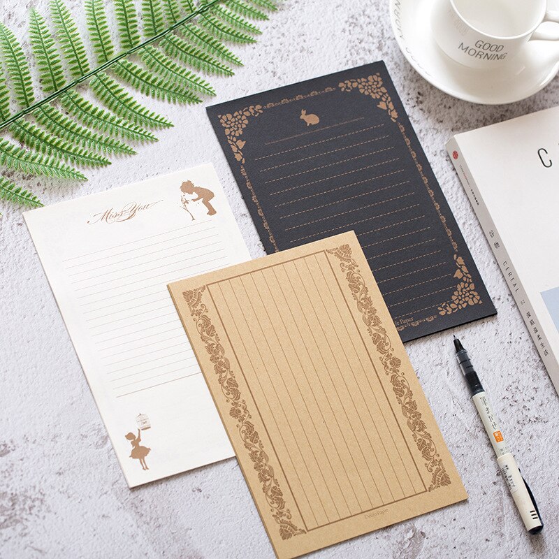 (6 packs/lot) Vintage Letter Paper Black White Kraft Love Writing Paper Lots