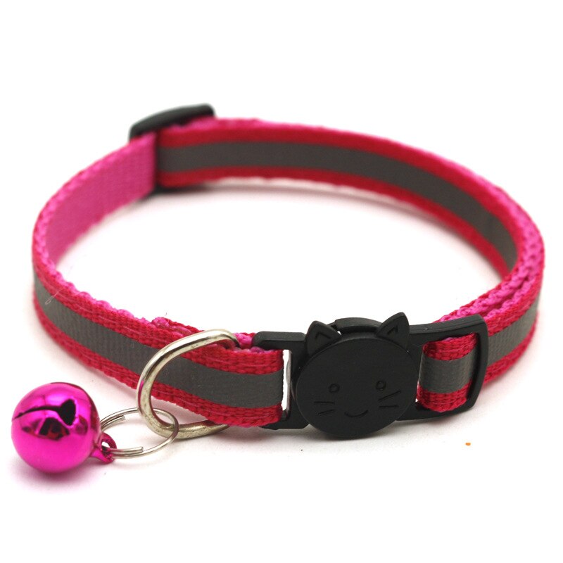 Collier à cloches en Nylon pour chat, boucles réglables, réfléchissant, à la , motif tête de chat, fournitures pour accessoires, laisse pour chat