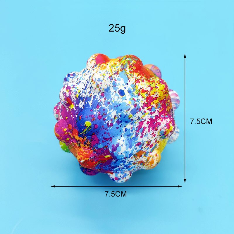 Pop Stress Ball Fidget Toy with Printed Pattern 3D Silicone Push Bubble Stress Anti-Anxiety Squeeze Sensory Bubbles Popping