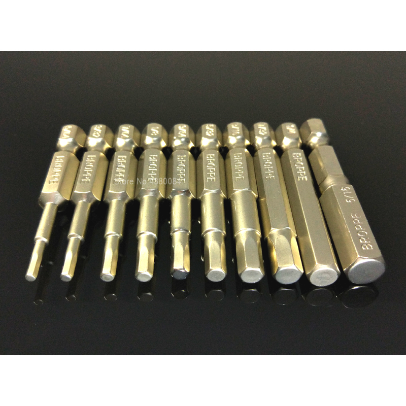 10 Stuks Set Hex Schroevendraaier Boor Bits 1/4 "Hex Shank Magnetic Elektrische Driver Bits Handgereedschap Kit S2 50mm 5/64-5/16