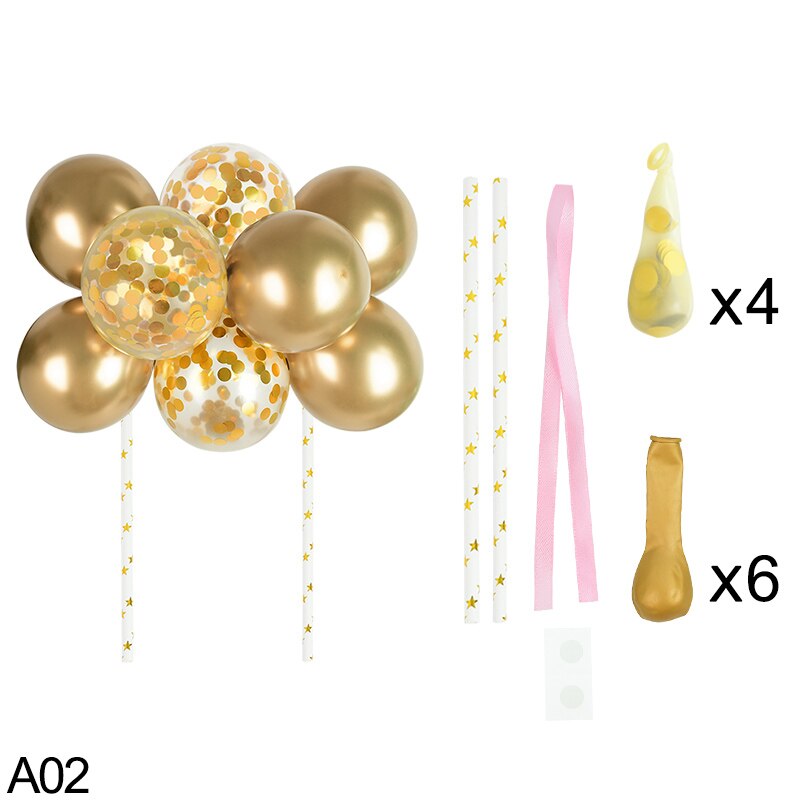 10pcs 5inch Balloon Cake Insert DIY Polka Dot Sequin Cake Flags Accessories Baby Shower Wedding Birthday Party Supply: A02