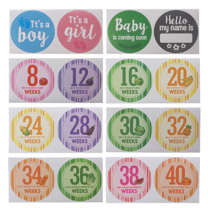 First Year Baby Monthly Milestone Photo Sharing Baby Belly Stickers Birth to 12 Months and 8 Bonus Achievement Stickers: 14
