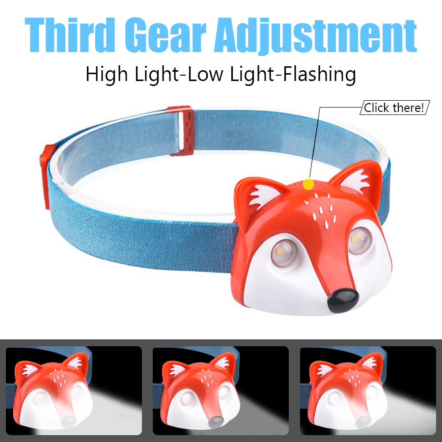 Cute Animal Headlamps Kid Running Riding Light USB Charging with Children Headlight Kids Flashlight Cartoon Animal Lantern
