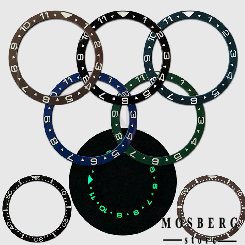 Zwart Horloge Bezel Groene Lichtgevende Diameter 38Mm * 31.5Mm Platte Keramische Ring Insert Fit Horloges Case Vervangen Accessoires onderdelen