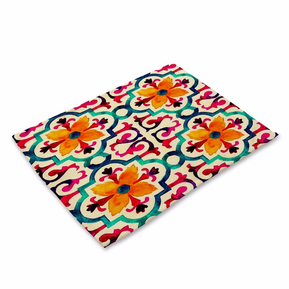 Tafelmat met bloemenpatroon, mandala-bloem, servet voor bruiloft, keukendecoratie, placemat, eetkameraccessoires