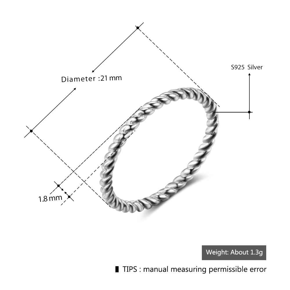 Nuevos anillos de plata de ley 925 para mujer, anillos con forma de cuerda, joyería de plata a la , de aniversario de compromiso (joyería RI102772)