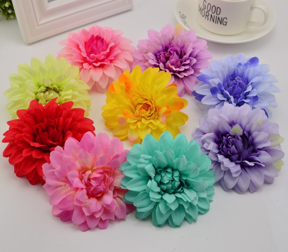 10 stuks kunstbloemen goedkoop voor bruiloften, banketten, huisdecoratie, doe-het-zelf krans, handgemaakte bloemkunst, zijden gerbera, chrysanthemum
