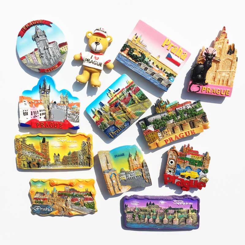 3d Resin Fridge Magnet Souvenir Czech Prague Cultural Landscape Tourist Collection Hand Painted Magnet Refrigerator Sticker