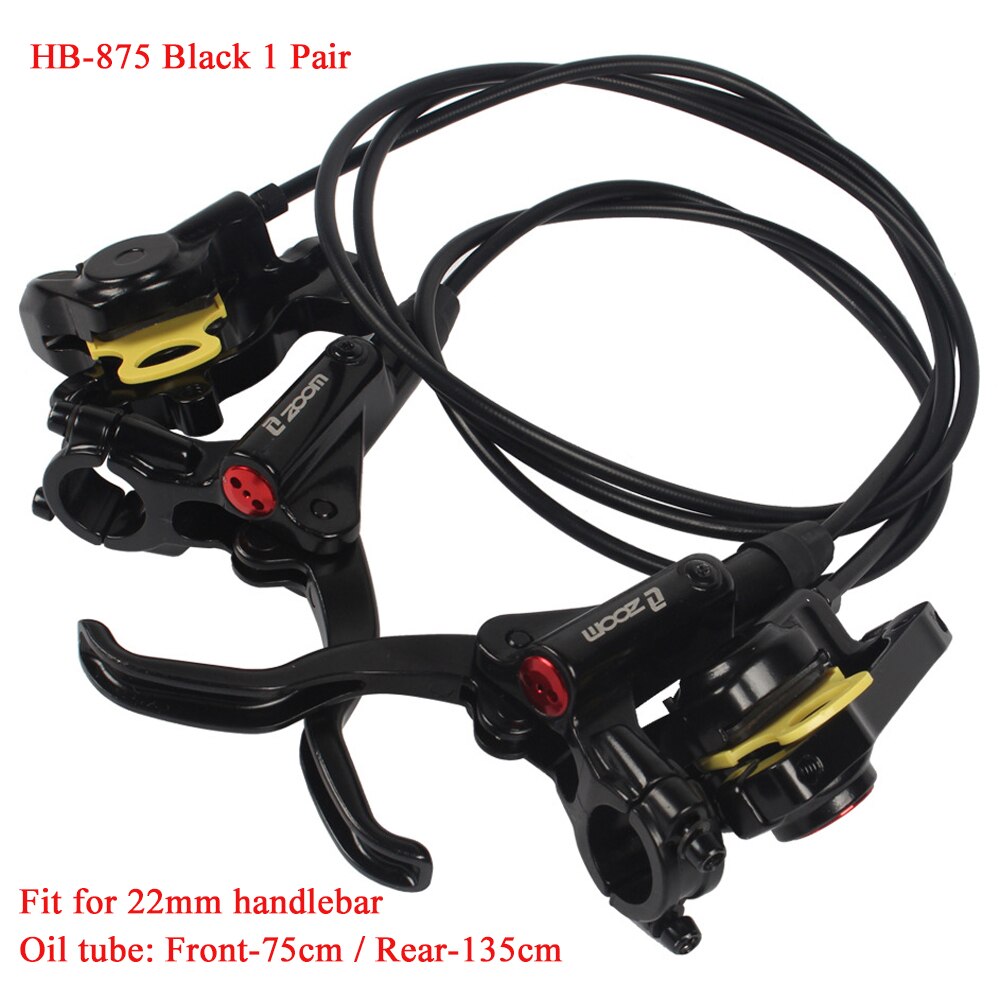 Zoom HB-875 freio de bicicleta mtb freio a disco hidráulico frente pinças traseiras conjunto 22mm mountain bike esquerda direita freio a disco: Black
