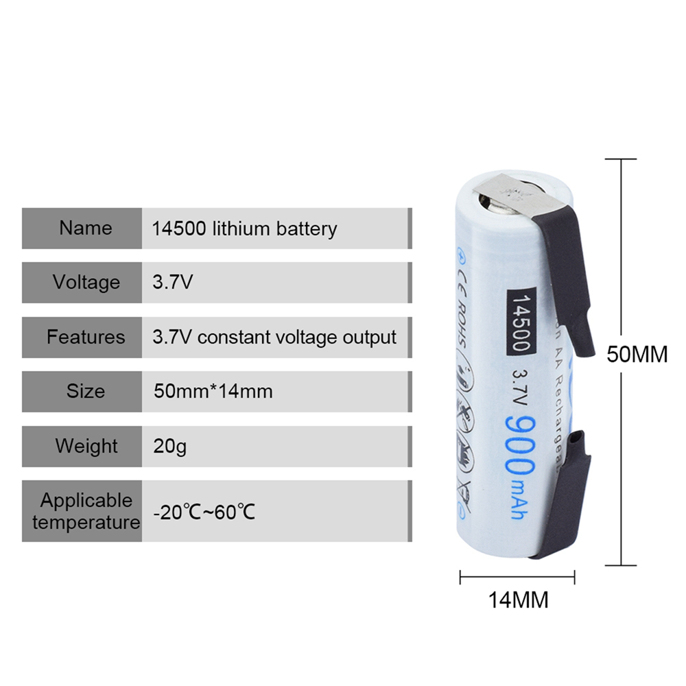 PALO 14500 Li-ion Rechargeable Batteries 3.7V AA Battery 14500 with welding tabs for Led Flashlight Headlamps Toys Top Head